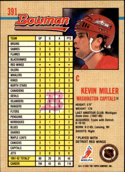 A8982- 1992-93 Bowman Hockey #s 250-442 +Rookies -You Pick- 15+ FREE US SHIP - Picture 279 of 373