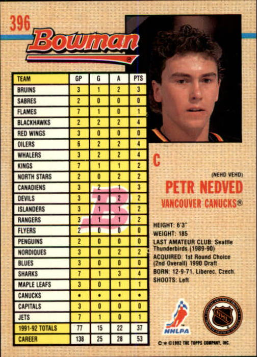 A8982- 1992-93 Bowman Hockey #s 250-442 +Rookies -You Pick- 15+ FREE US SHIP - Picture 289 of 373