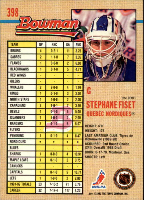 A8982- 1992-93 Bowman Hockey #s 250-442 +Rookies -You Pick- 15+ FREE US SHIP - Picture 293 of 373