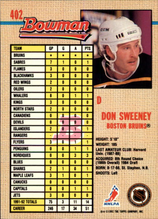 A8982- 1992-93 Bowman Hockey #s 250-442 +Rookies -You Pick- 15+ FREE US SHIP - Picture 299 of 373