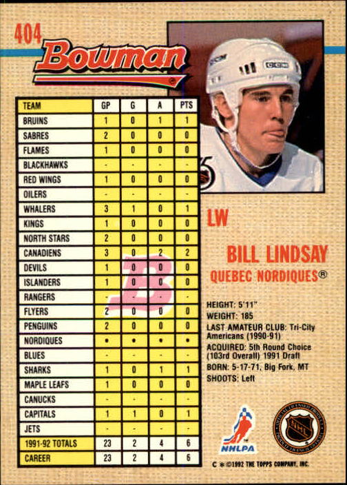 A8982- 1992-93 Bowman Hockey #s 250-442 +Rookies -You Pick- 15+ FREE US SHIP - Picture 303 of 373