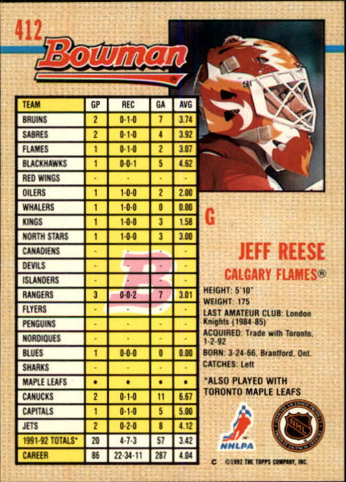 A8982- 1992-93 Bowman Hockey #s 250-442 +Rookies -You Pick- 15+ FREE US SHIP - Picture 317 of 373
