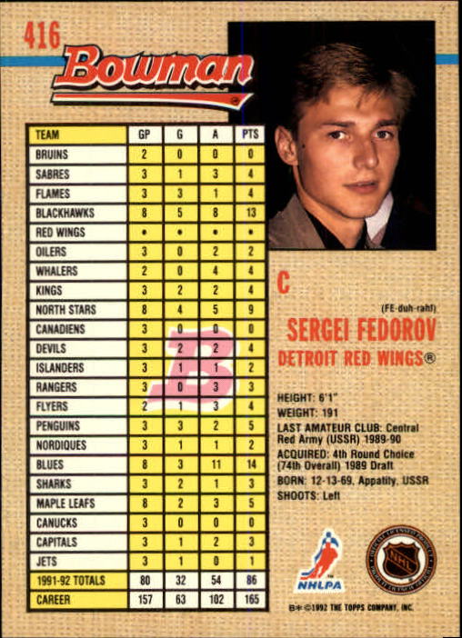 A8982- 1992-93 Bowman Hockey #s 250-442 +Rookies -You Pick- 15+ FREE US SHIP - Picture 321 of 373