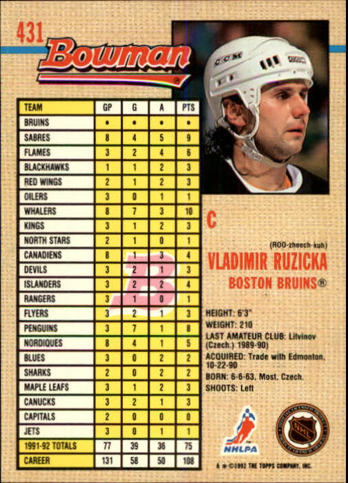A8982- 1992-93 Bowman Hockey #s 250-442 +Rookies -You Pick- 15+ FREE US SHIP - Picture 351 of 373