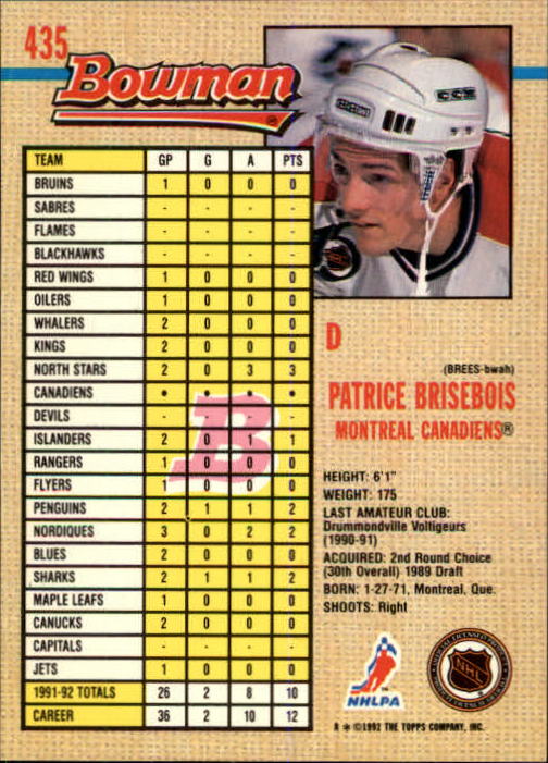 A8982- 1992-93 Bowman Hockey #s 250-442 +Rookies -You Pick- 15+ FREE US SHIP - Picture 359 of 373