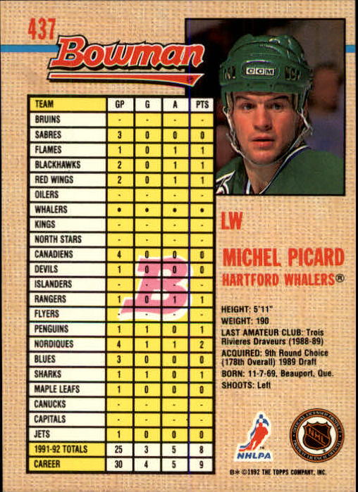 A8982- 1992-93 Bowman Hockey #s 250-442 +Rookies -You Pick- 15+ FREE US SHIP - Picture 363 of 373