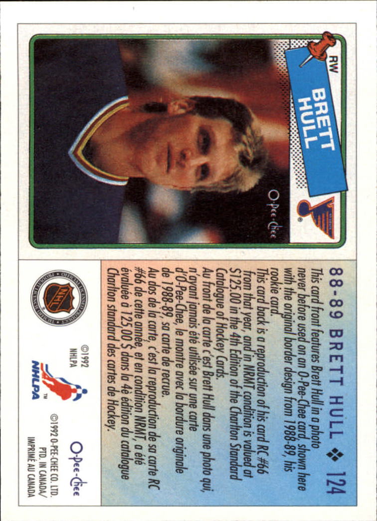 1992-93 O-Pee-Chee #124 Brett Hull 88 back image