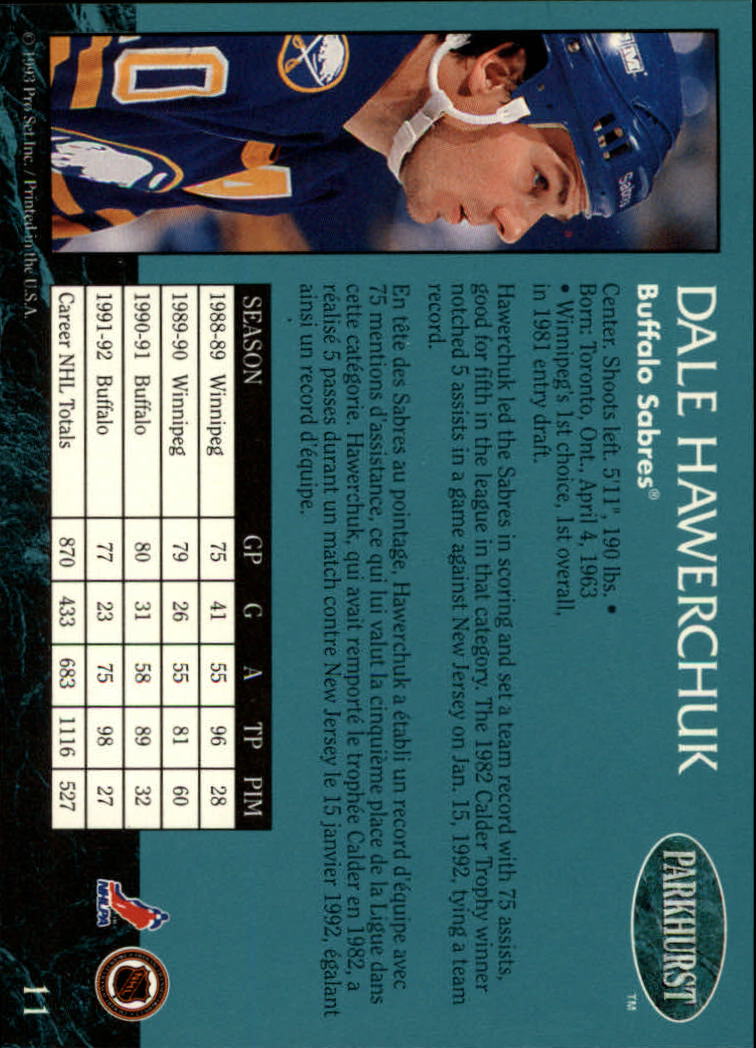 1992-93 Parkhurst #11 Dale Hawerchuk back image