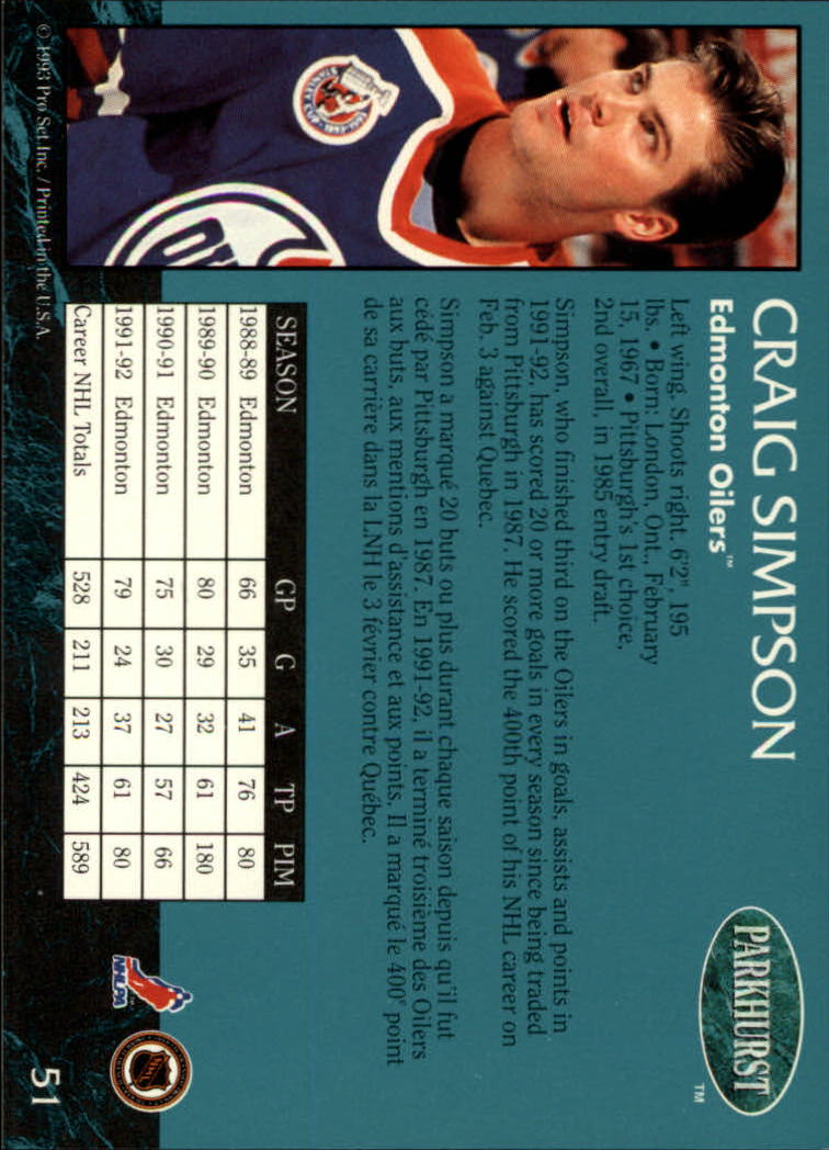 A3975- 1992-93 Parkhurst Hk Cards 1-250 +Rookies -You Pick- 15+ FREE US SHIP - Picture 98 of 454