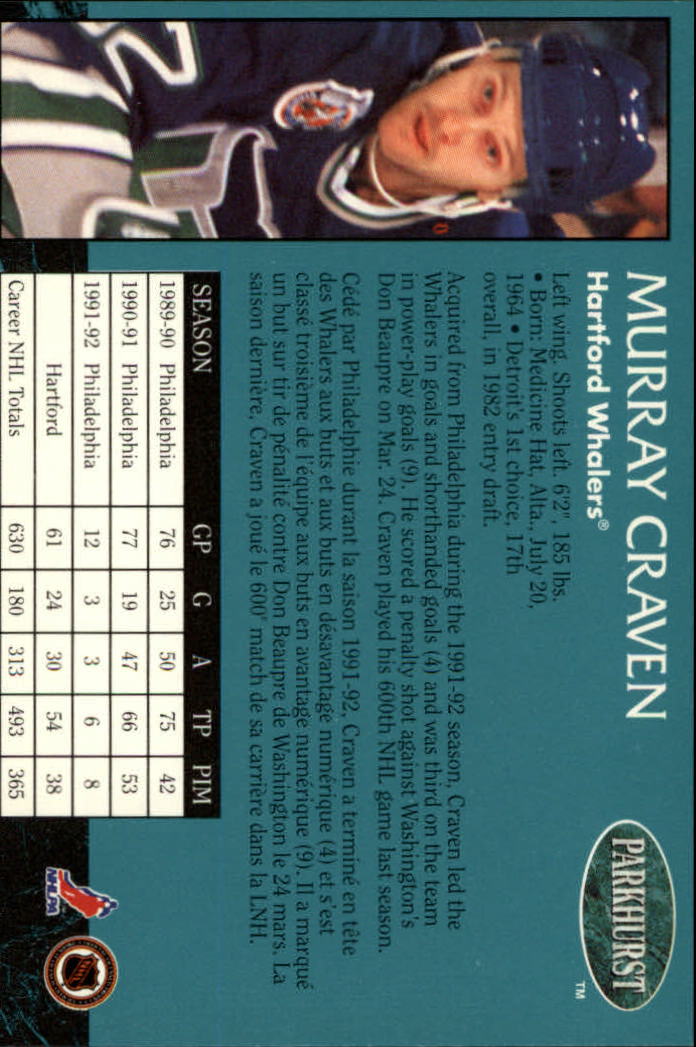 A3975- 1992-93 Parkhurst Hk Cards 1-250 +Rookies -You Pick- 15+ FREE US SHIP - Picture 106 of 454
