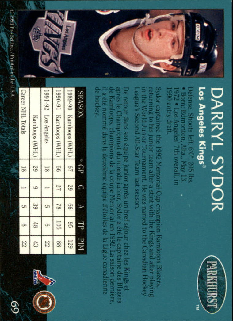 1992-93 Parkhurst #69 Darryl Sydor back image