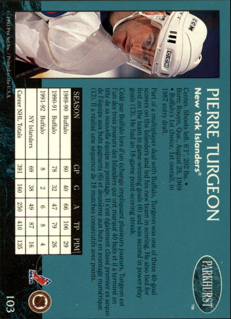 A3975- 1992-93 Parkhurst Hk Cards 1-250 +Rookies -You Pick- 15+ FREE US SHIP - Picture 192 of 454