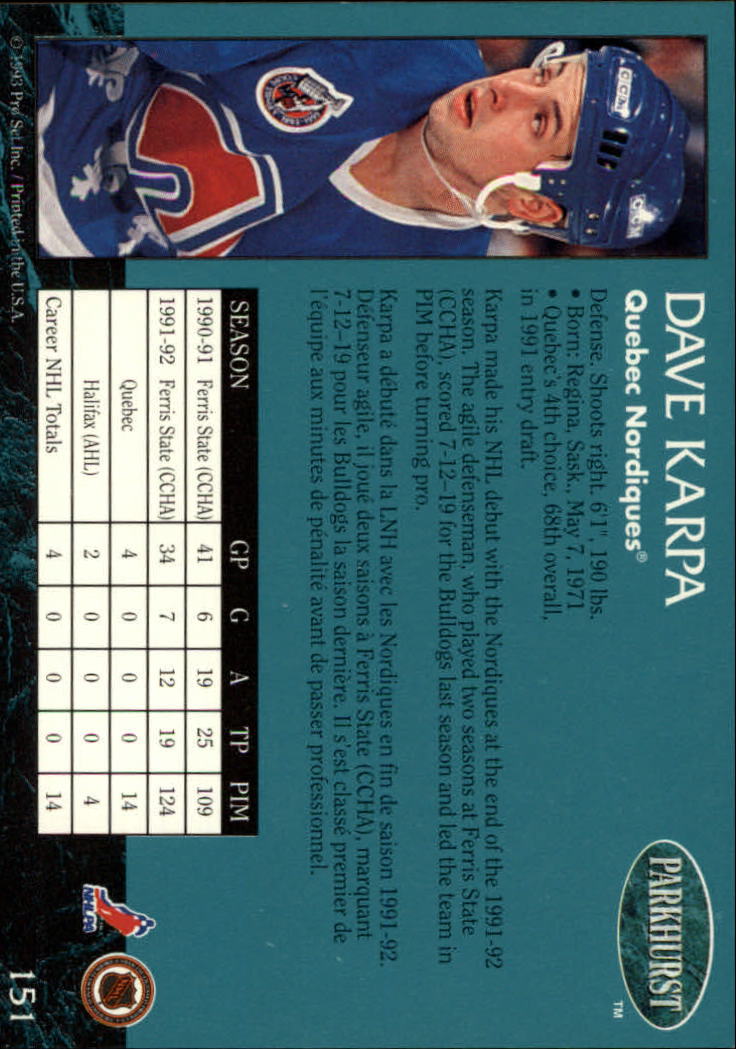 A3975- 1992-93 Parkhurst Hk Cards 1-250 +Rookies -You Pick- 15+ FREE US SHIP - Picture 280 of 454
