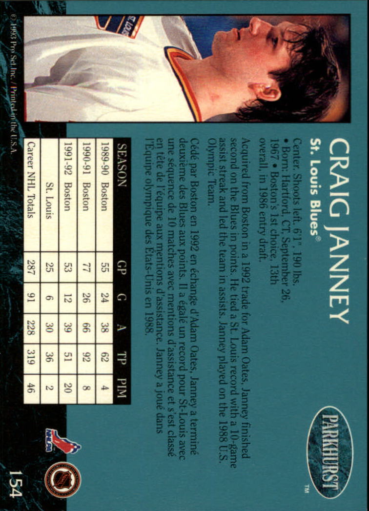 A3975- 1992-93 Parkhurst Hk Cards 1-250 +Rookies -You Pick- 15+ FREE US SHIP - Picture 284 of 454