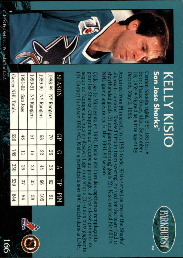 1992-93 Parkhurst #166 Kelly Kisio back image