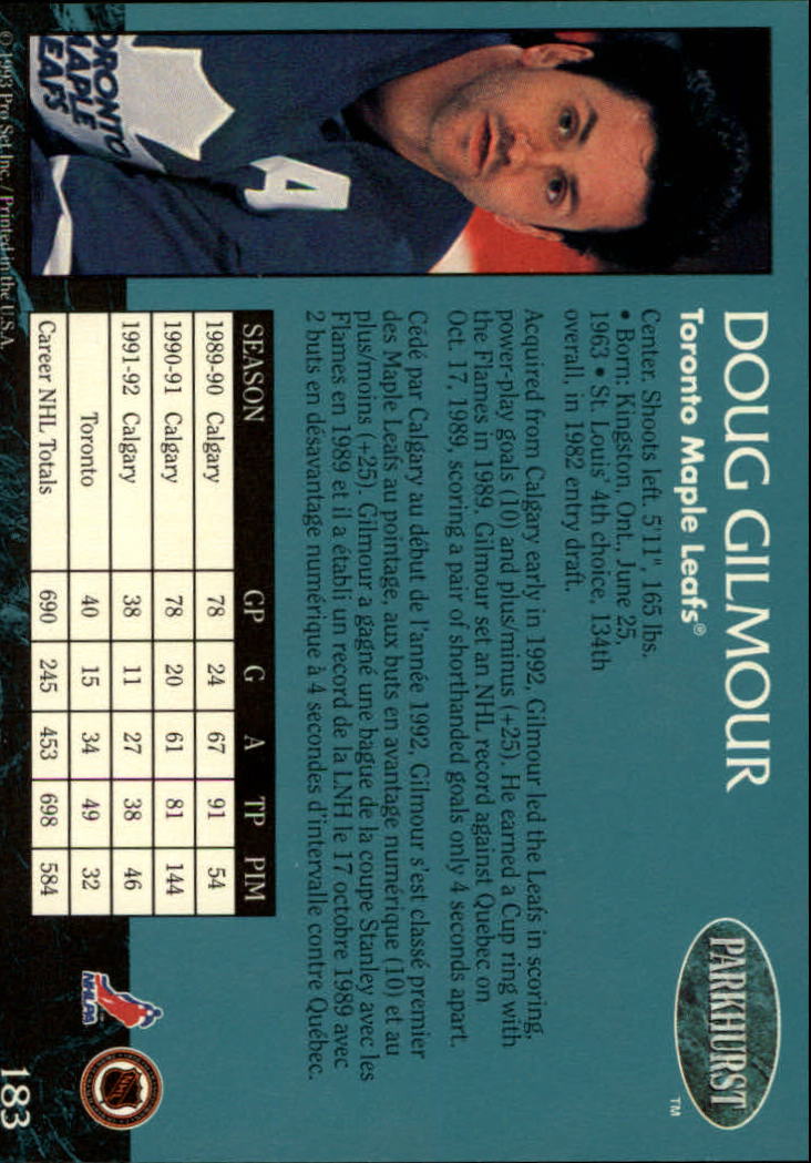 A3975- 1992-93 Parkhurst Hk Cards 1-250 +Rookies -You Pick- 15+ FREE US SHIP - Picture 340 of 454