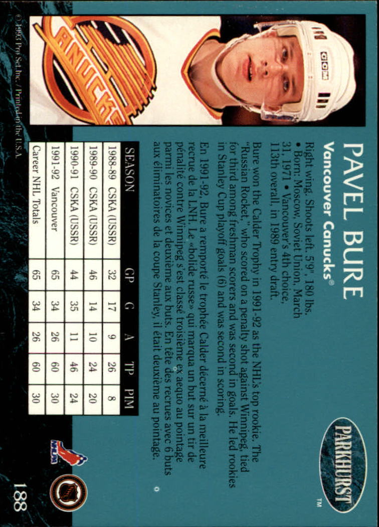 A3975- 1992-93 Parkhurst Hk Cards 1-250 +Rookies -You Pick- 15+ FREE US SHIP - Picture 350 of 454
