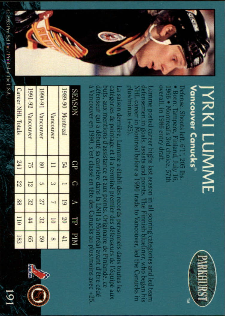 A3975- 1992-93 Parkhurst Hk Cards 1-250 +Rookies -You Pick- 15+ FREE US SHIP - Picture 356 of 454