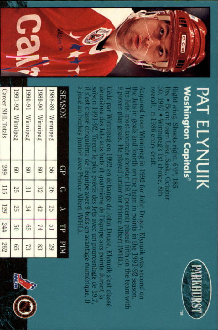 A3975- 1992-93 Parkhurst Hk Cards 1-250 +Rookies -You Pick- 15+ FREE US SHIP - Picture 382 of 454