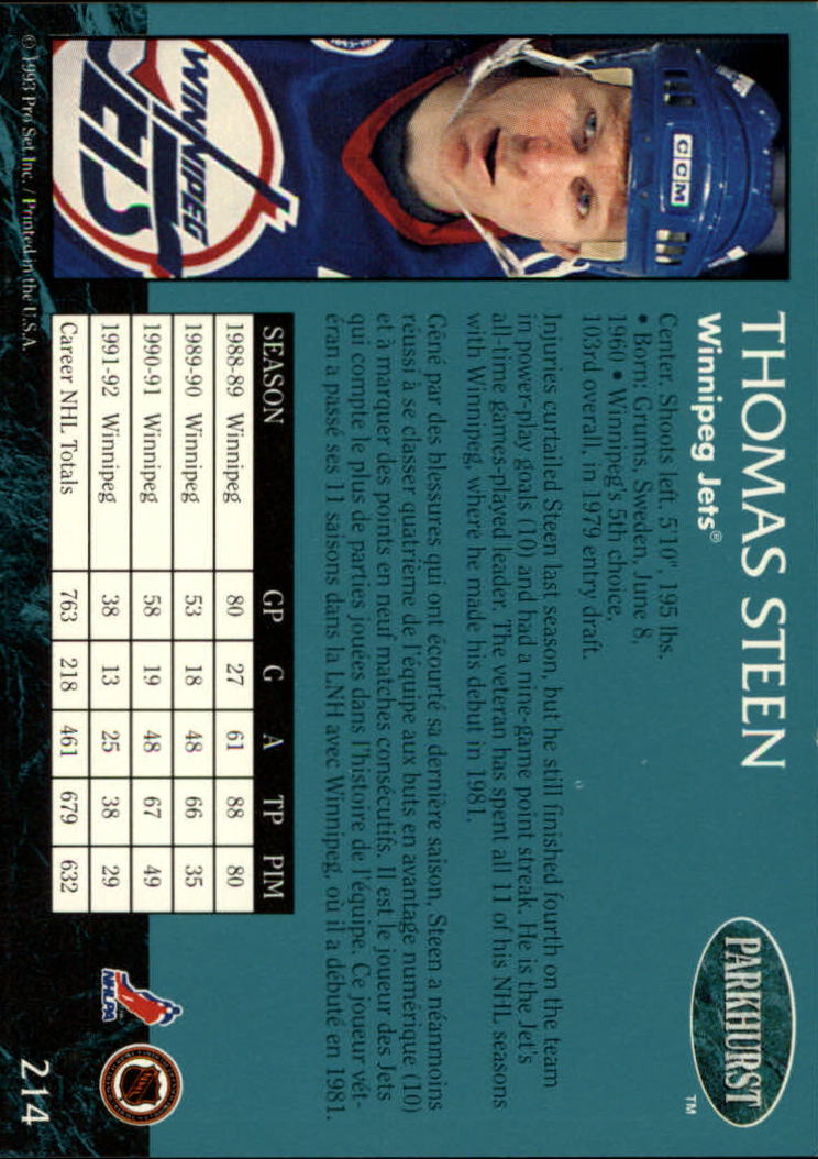 A3975- 1992-93 Parkhurst Hk Cards 1-250 +Rookies -You Pick- 15+ FREE US SHIP - Picture 400 of 454