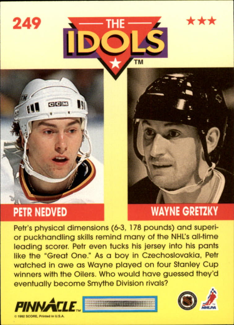 1992-93 Pinnacle #249 Petr Nedved IDOL/(Wayne Gretzky) back image