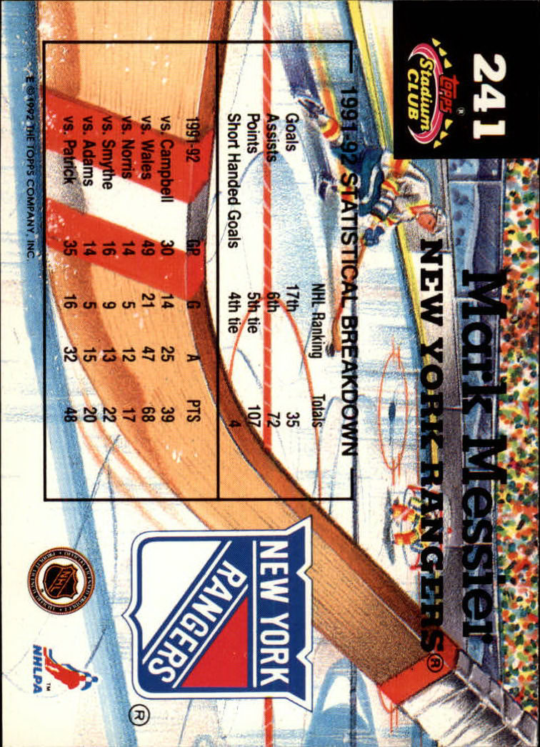 1992-93 Stadium Club #241 Mark Messier MC back image
