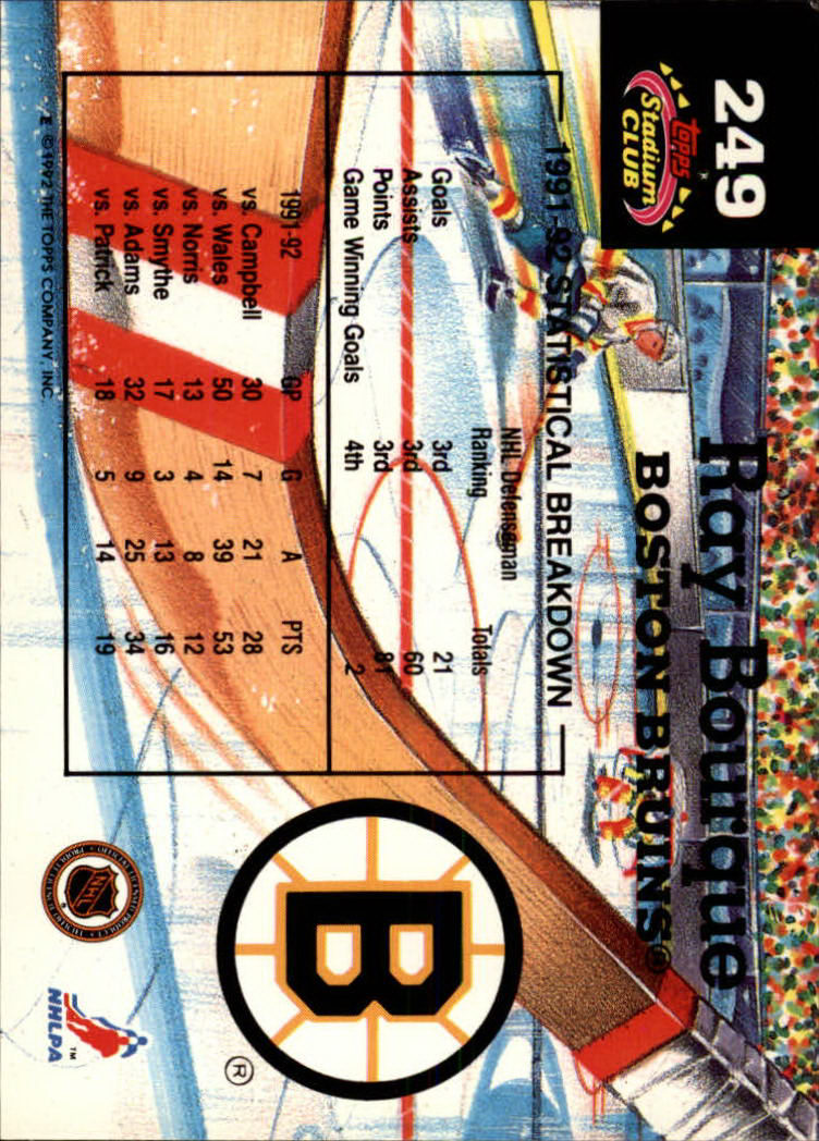 1992-93 Stadium Club #249 Ray Bourque MC back image