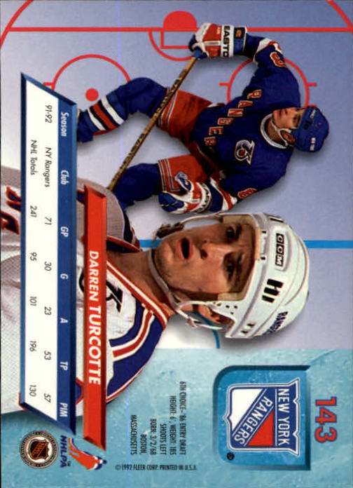 1992-93 Ultra #143 Darren Turcotte back image