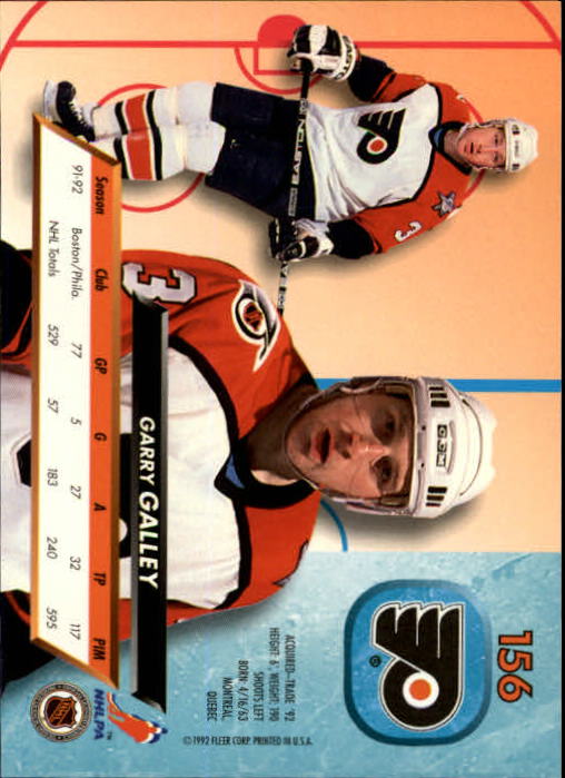 1992-93 Ultra #156 Garry Galley back image