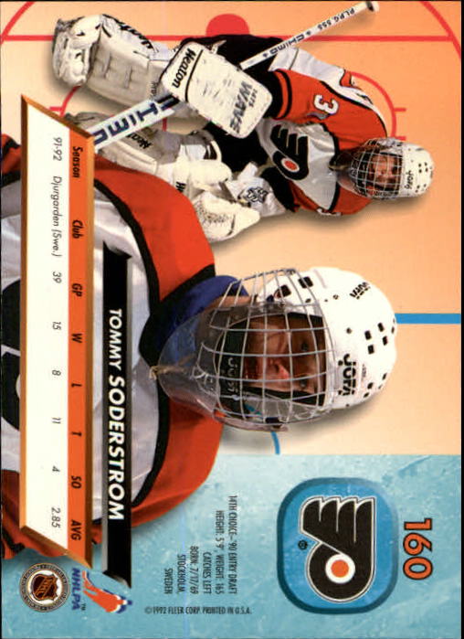 1992-93 Ultra #160 Tommy Soderstrom RC back image