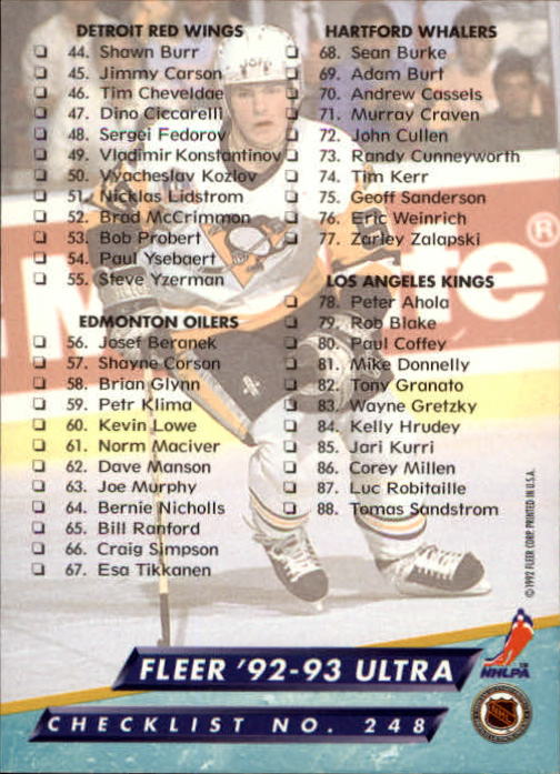 A5576 - Carte Ultra Hockey 1992-93 #s 1-250 + recrues - au choix - 15+ LIVRAISON GRATUITE AUX ÉTATS-UNIS - Photo 493/497