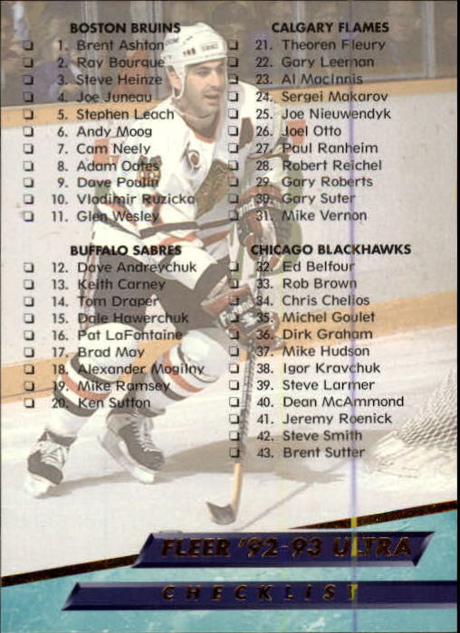 A5576 - Carte Ultra Hockey 1992-93 #s 1-250 + recrues - au choix - 15+ LIVRAISON GRATUITE AUX ÉTATS-UNIS - Photo 492/497