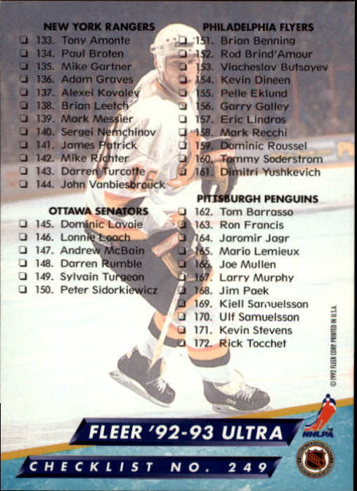 A5576 - Carte Ultra Hockey 1992-93 #s 1-250 + recrues - au choix - 15+ LIVRAISON GRATUITE AUX ÉTATS-UNIS - Photo 495/497