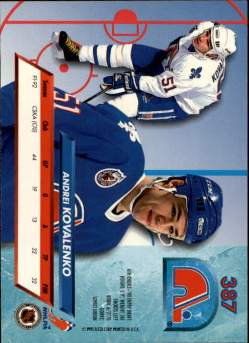A5576- 1992-93 Ultra Hockey Cards 251-450 +Inserts -You Pick- 15+ FREE US SHIP - Bild 275 von 404