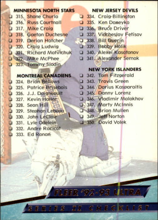 A5576- 1992-93 Ultra Hockey Cards 251-450 +Inserts -You Pick- 15+ FREE US SHIP - Bild 396 von 404