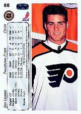 1992-93 Upper Deck #88 Eric Lindros UER SP/(8 games with Canadian/Olympic Team not 7) back image