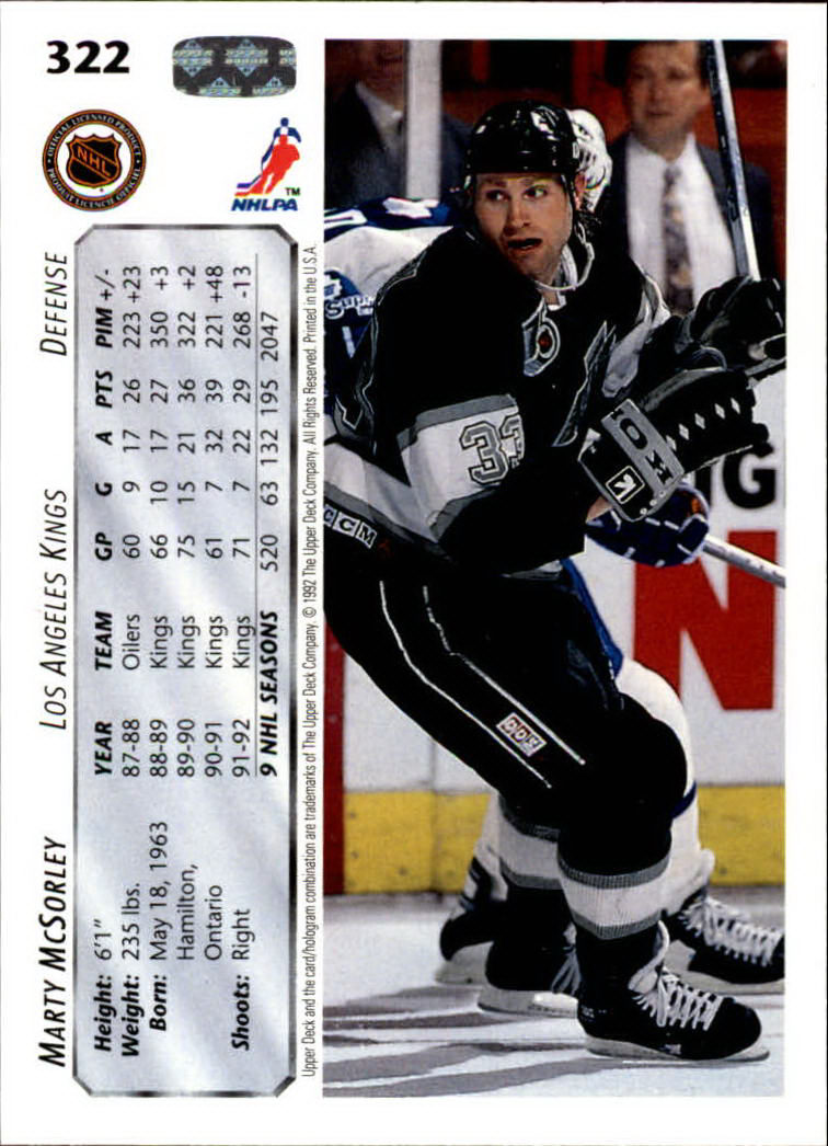 MARTY MCSORLEY LOS ANGELES KINGS PERSONALIZED AUTOGRAPHED CARD