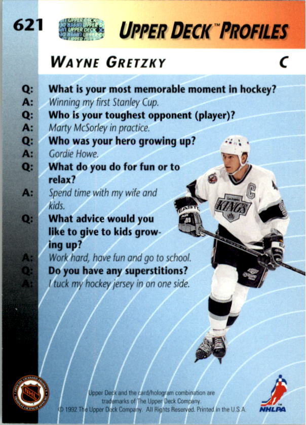 1992-93 Upper Deck #621 Wayne Gretzky PRO back image