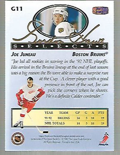 1992-93 Upper Deck Gordie Howe Selects #G11 Joe Juneau back image