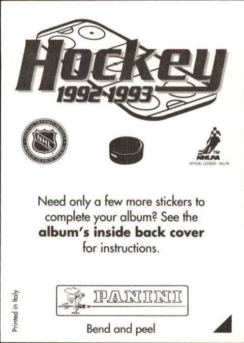 1992-93 Panini Stickers #L Joe Juneau back image