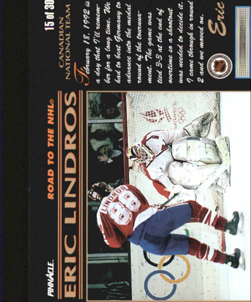 1992-93 Pinnacle Eric Lindros #15 Canadian National/Team back image