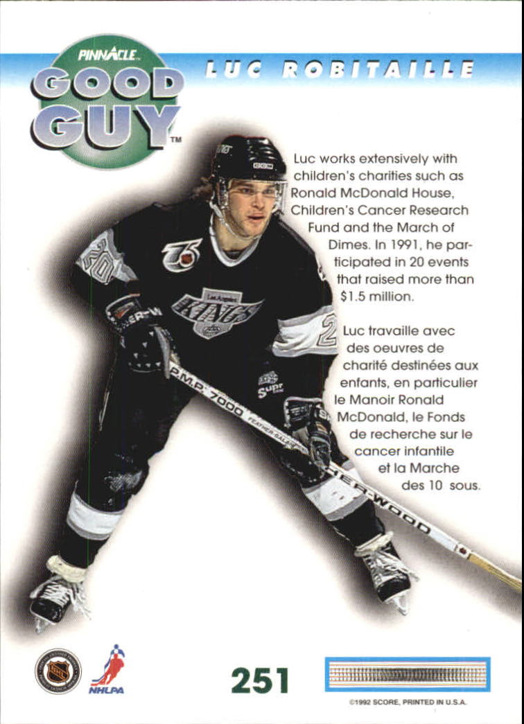 1992-93 Pinnacle French #251 Luc Robitaille GG back image