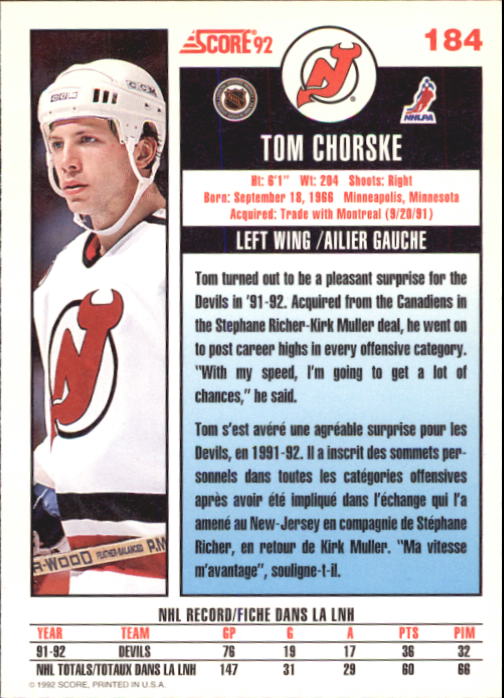B3532- 1992-93 Score Canadian Hk #s 1-250 +Rookies -You Pick- 15+ FREE US SHIP - Picture 365 of 497