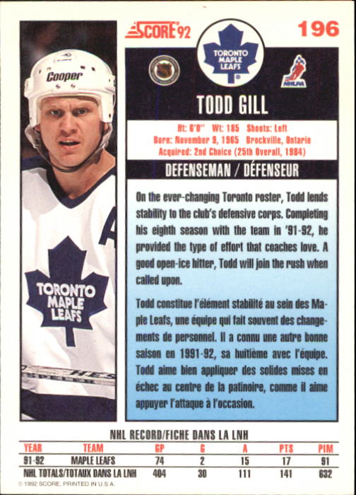 B3532- 1992-93 Score Canadian Hk #s 1-250 +Rookies -You Pick- 15+ FREE US SHIP - Picture 389 of 497