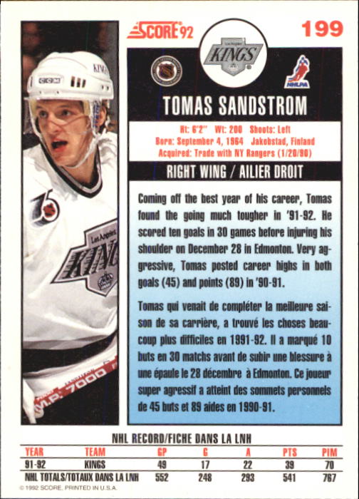 B3532- 1992-93 Score Canadian Hk #s 1-250 +Rookies -You Pick- 15+ FREE US SHIP - Picture 395 of 497