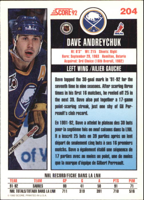 B3532- 1992-93 Score Canadian Hk #s 1-250 +Rookies -You Pick- 15+ FREE US SHIP - Picture 405 of 497