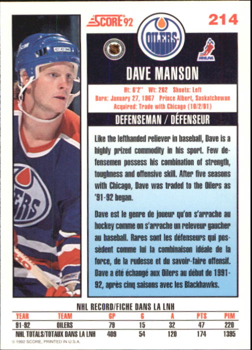 B3532- 1992-93 Score Canadian Hk #s 1-250 +Rookies -You Pick- 15+ FREE US SHIP - Picture 425 of 497