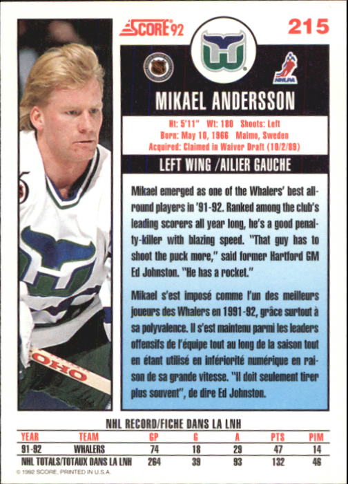 B3532- 1992-93 Score Canadian Hk #s 1-250 +Rookies -You Pick- 15+ FREE US SHIP - Picture 427 of 497