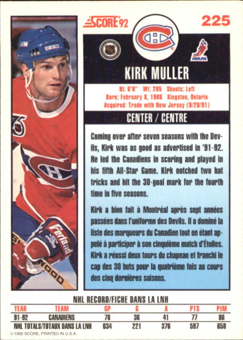 B3532- 1992-93 Score Canadian Hk #s 1-250 +Rookies -You Pick- 15+ FREE US SHIP - Picture 447 of 497