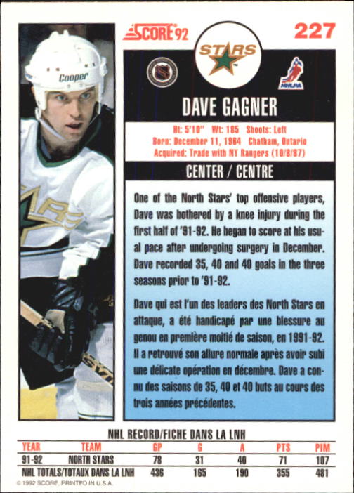B3532- 1992-93 Score Canadian Hk #s 1-250 +Rookies -You Pick- 15+ FREE US SHIP - Picture 451 of 497